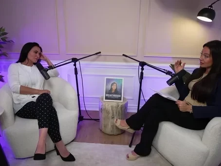 Carla Payton recording the Personal Development School podcast